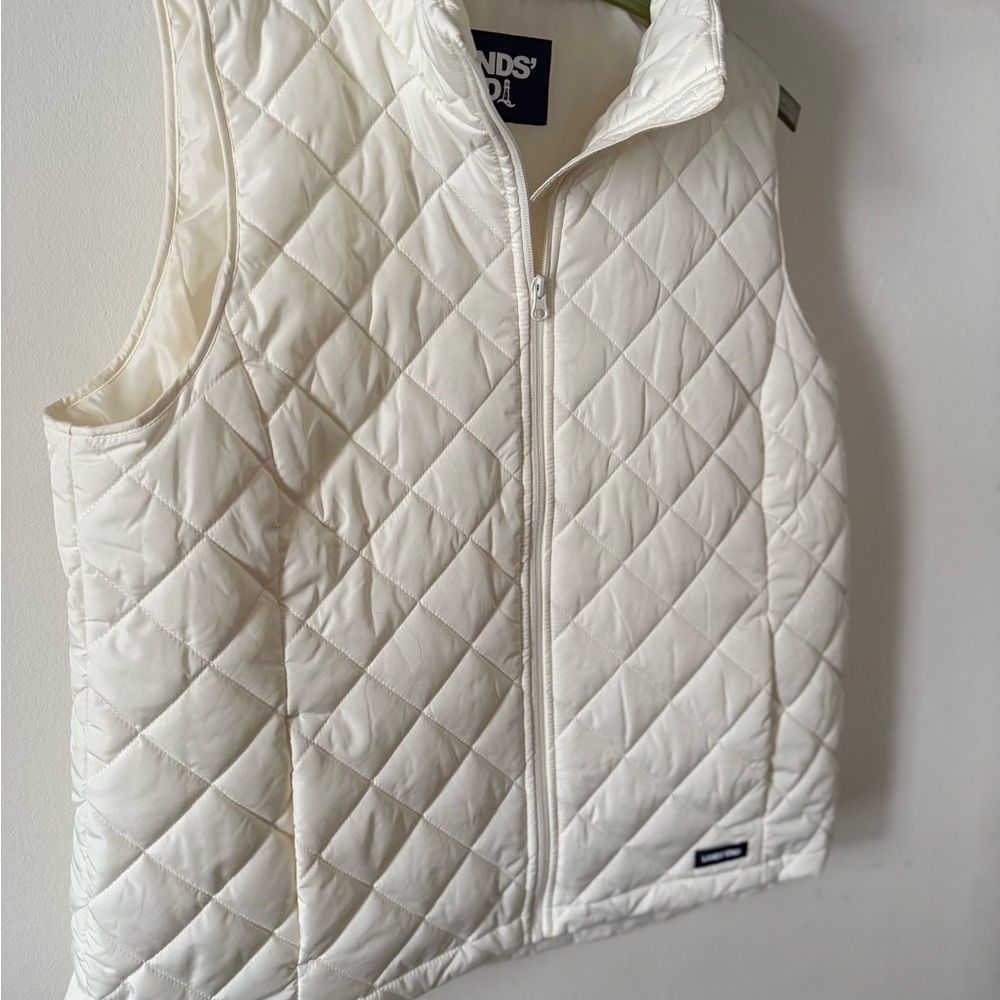 Lands' End White Quilted Vest